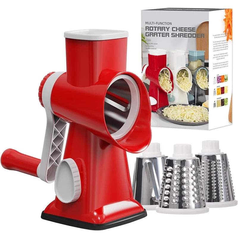 LMETJMA 3-in-1 Rotary Cheese Grater